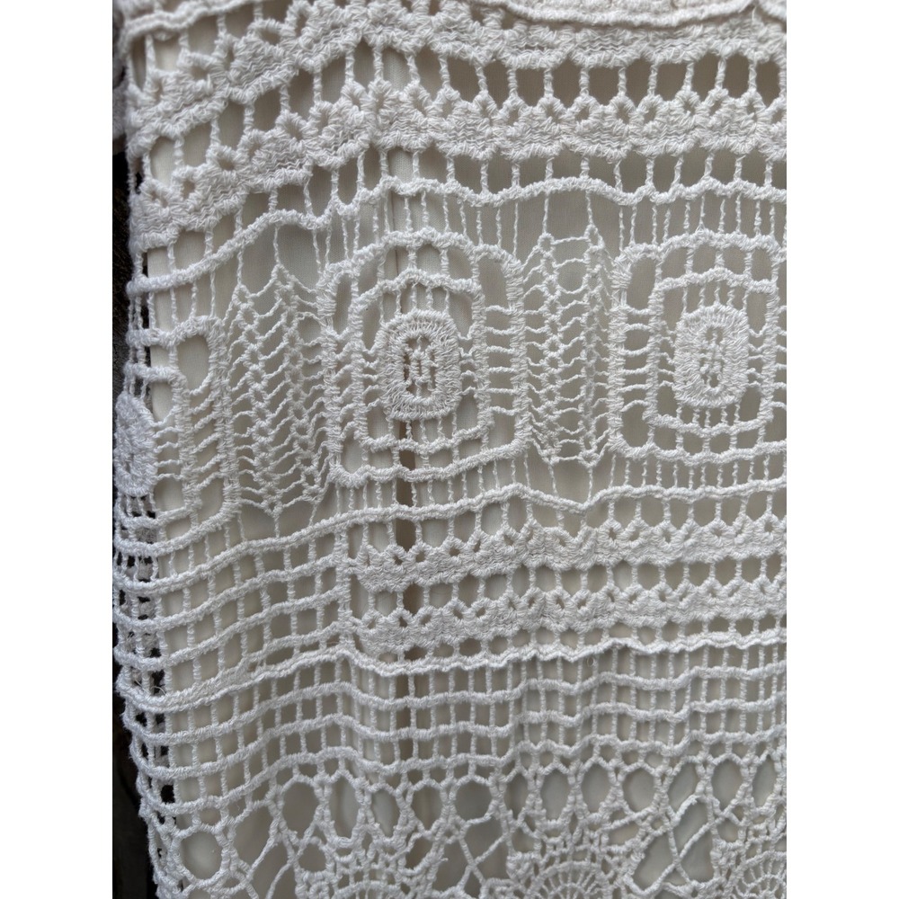 Est. 1946 Womens Ivory Crochet Lace V-Neck Sheath‎ Dress Boho L Cream - Picture 5 of 10